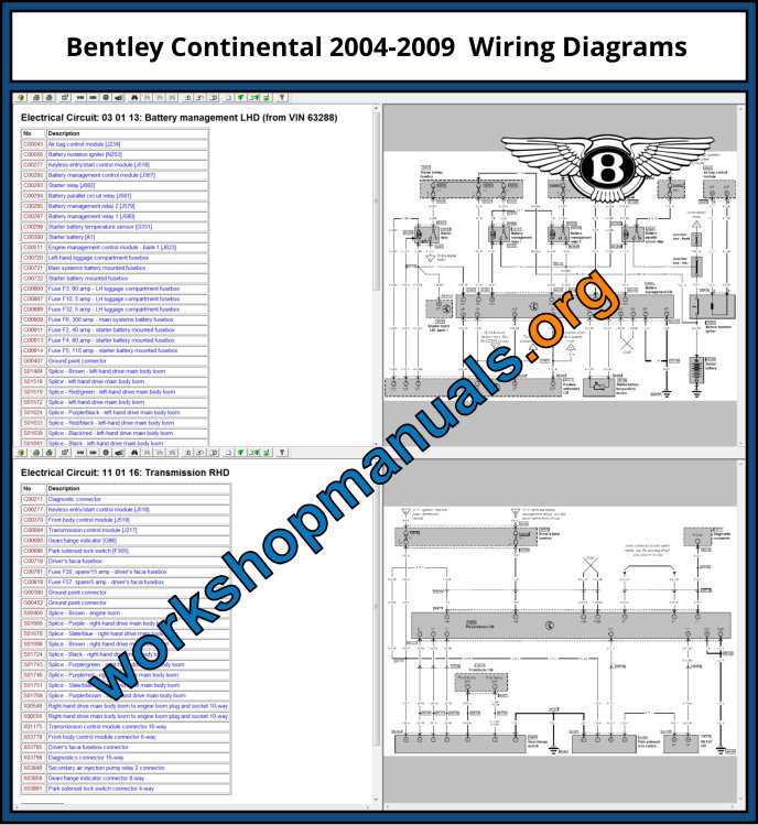 Bentley Continental IETIS 2004-2009 Wiring Diagrams Download PDF