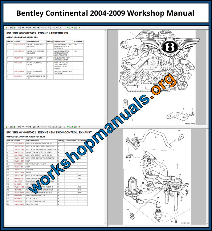 Bentley Continental IETIS 2004-2009 Workshop Repair Manual Download PDF