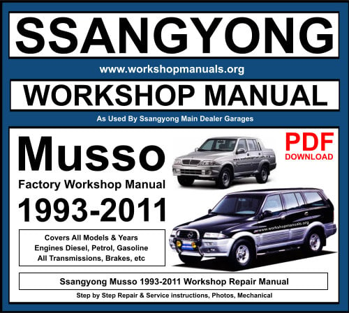 MANUALE OFFICINA SSANGYONG MUSSO WORKSHOP MANUAL SERVICE 