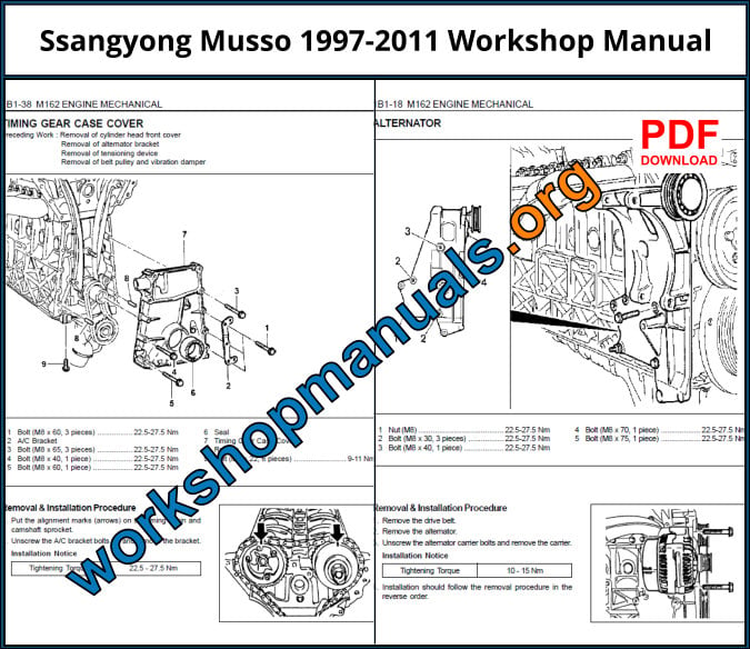 Ssangyong Musso 1997-2011 Workshop Manual Download PDF