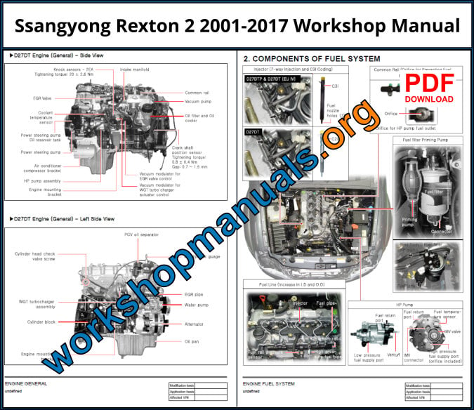 Ssangyong Rexton 2 2001-2017 Workshop Manual Download PDF