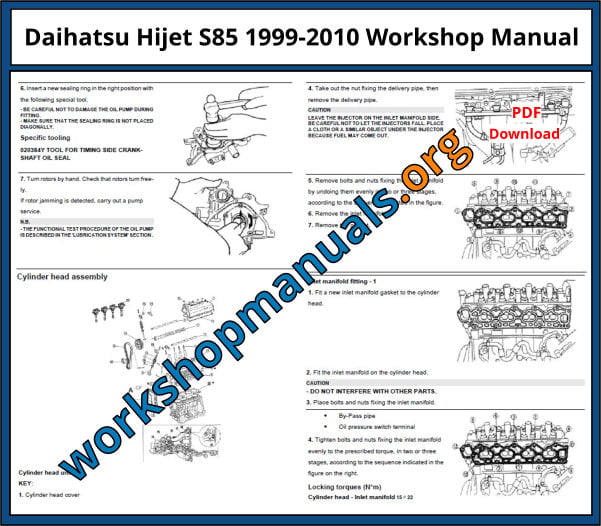 Daihatsu Hijet S85 1999-2010 Workshop Manual