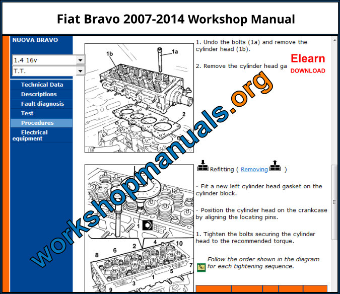 Fiat Bravo 2007-2014 Workshop Manual