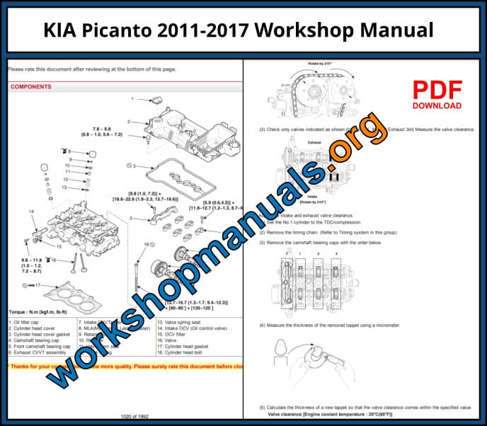Kia Picanto 2011-2017 Workshop Manual