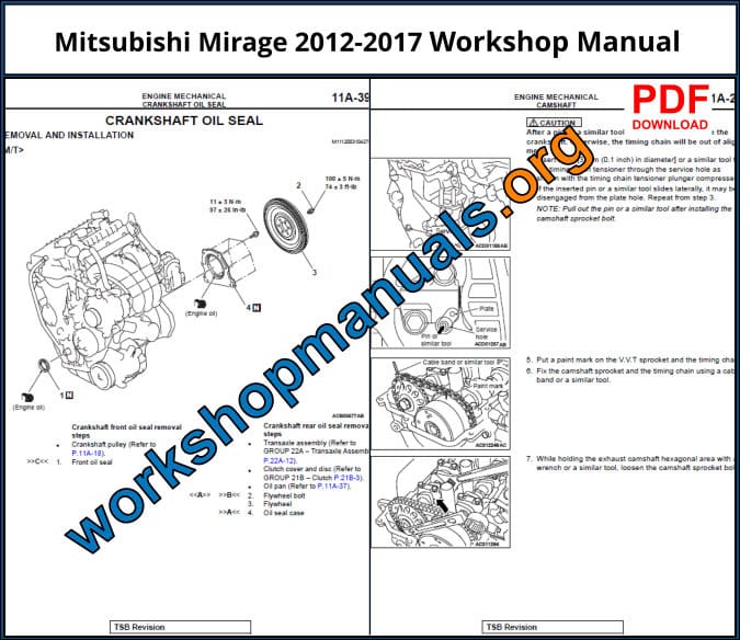 Mitsubishi Mirage 2012-2017 Workshop Repair Manual Download PDF