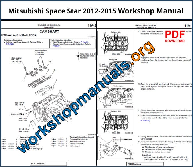 Mitsubishi Space Star 2012-2015 Workshop Repair Manual Download PDF