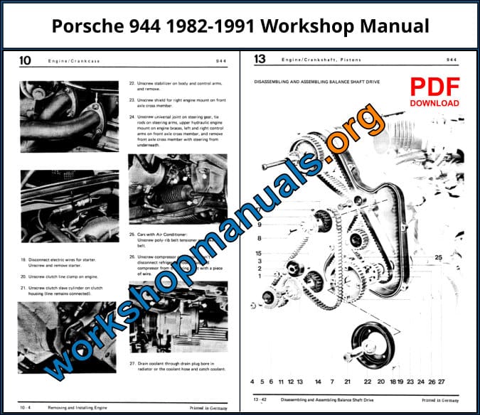 Porsche 944 1982-1991 Workshop Repair Manual Download PDF