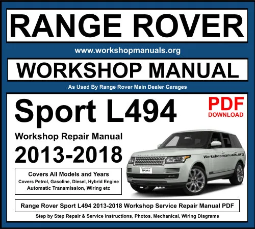 Range Rover Sport L494 2013-2018 Workshop Manual Download PDF