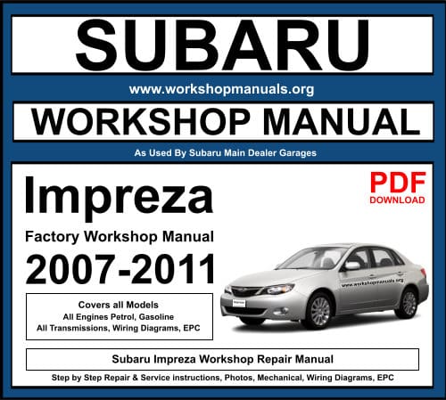 SUBARU IMPREZA 2008 09 10 2011 OFFICIAL SERVICE REPAIR MANUAL INCL STI