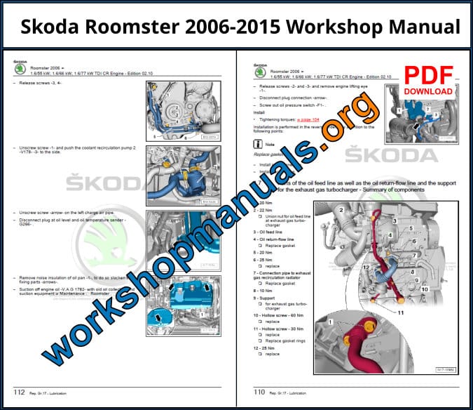 Skoda Roomster 2006-2015 Workshop Repair Manual Download PDF