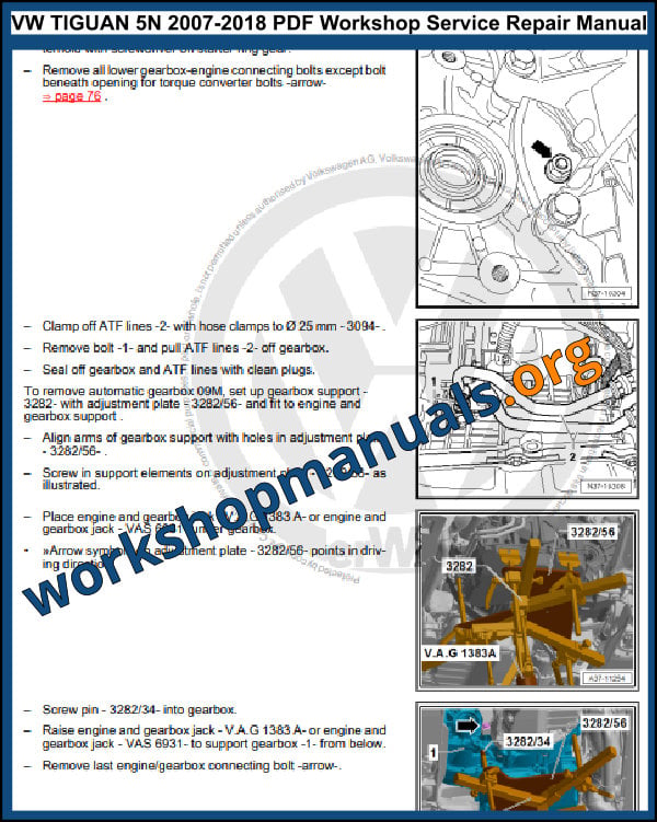 VW TIGUAN 5N 2007-2018 PDF Workshop Service Repair Manual