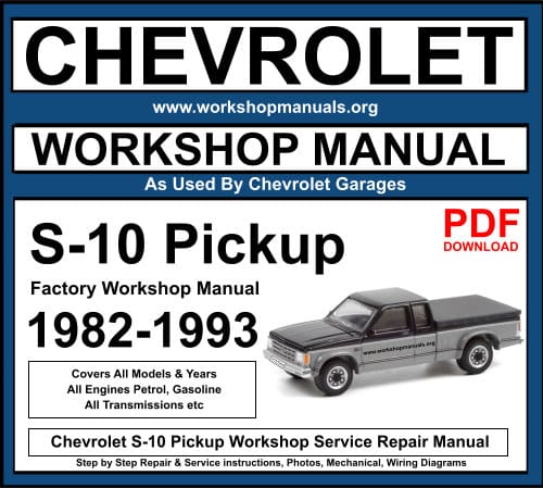 1993 Chevrolet S-10 Truck Shop Service Repair Manual CD Engine Drivetrain Wiring 