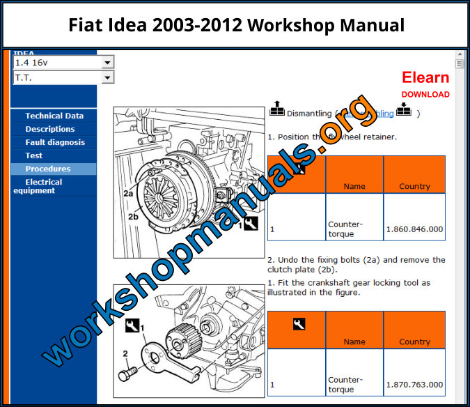 Fiat Idea 2003-2012 Workshop Manual