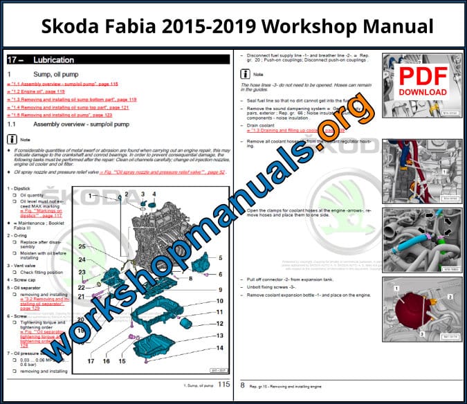Skoda Fabia 2015-2019 Workshop Repair Manual Download PDF