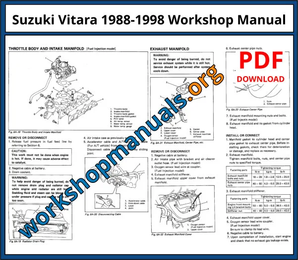 Suzuki Vitara 1988-1998 Workshop Manual