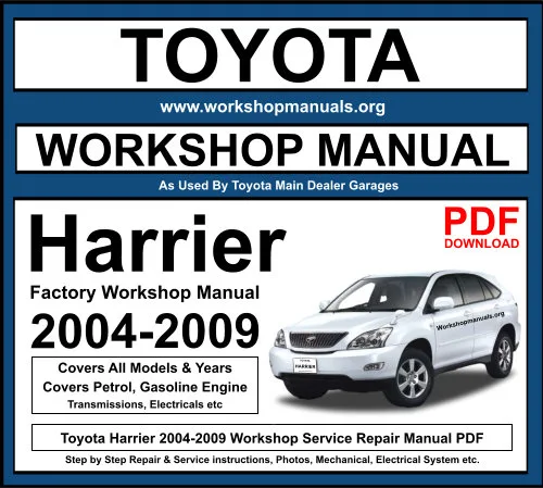 Toyota Harrier 2004-2009 Workshop Repair Manual Download