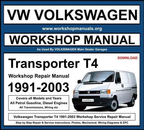 VW Volkswagen Transporter T4 1991-2003 Workshop Repair Manual Download
