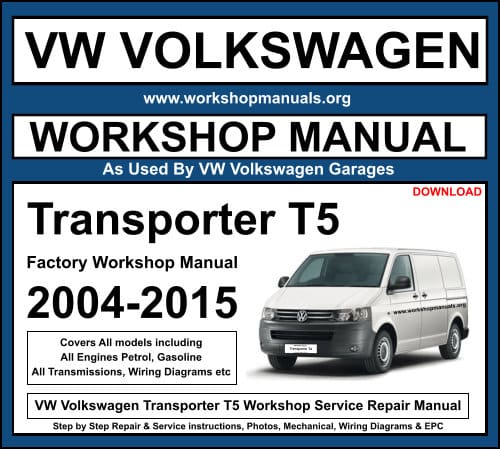 Volkswagen VW T5 Transporteur Workshop Manual 2003-2009 CD ou télécharger