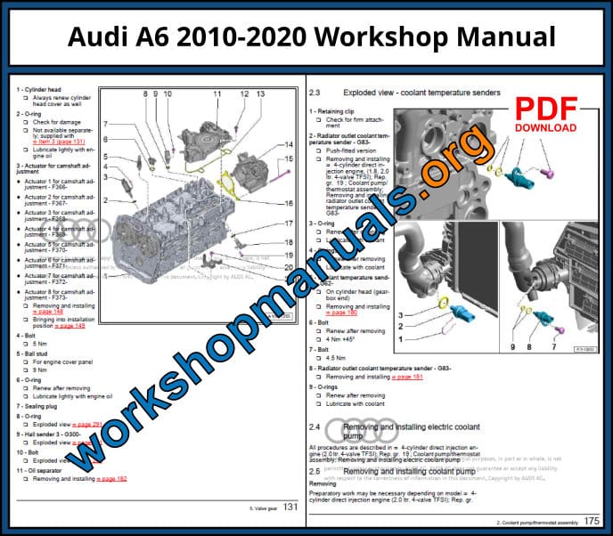 Audi A6 2010-2020 Workshop Repair Manual Download PDF