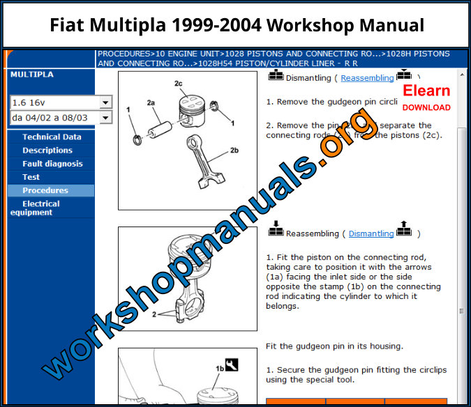Fiat Multipla 1999-2004 Workshop Manual