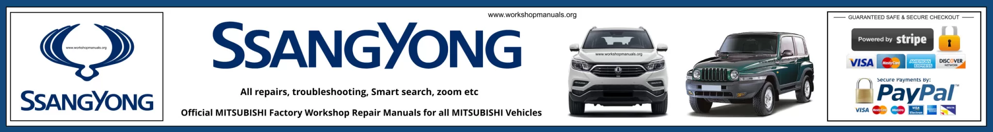 Ssangyong Workshop Repair Service Manual Banner