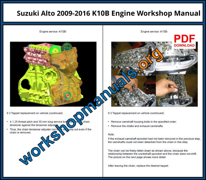 Suzuki Alto 2009-2016 K10B Engine Workshop Manual Download PDF