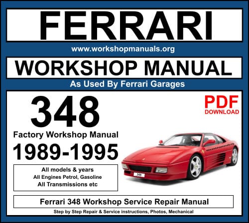 FERRARI 348 TB/TS e Spider Technical Manual U.S Version 1989/1995 