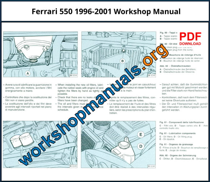 Ferrari 550 Maranello 1996-2001 Servicio De Reparación Manual de taller 