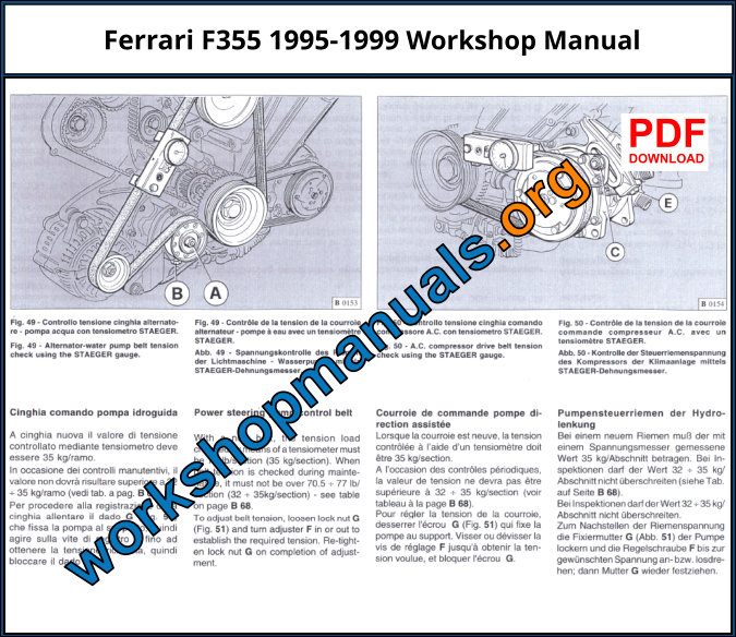 Ferrari F355 1995-1999 Workshop Manual
