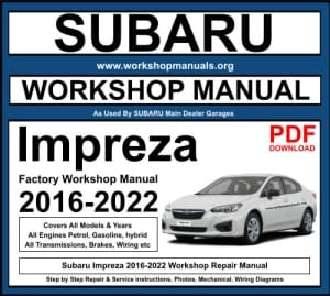 Subaru Impreza 2016-2022 Workshop Repair Manual Download PDF | WORKSHOP MANUAL