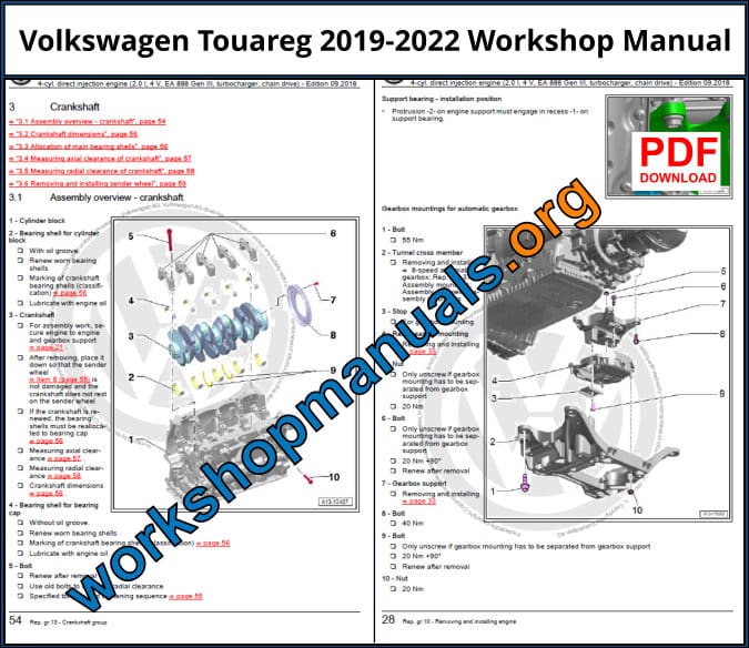 Volkswagen Touareg 2019-2022 Workshop Manual Download