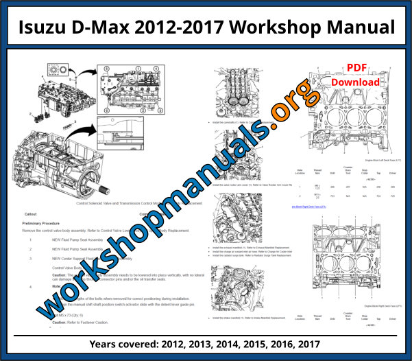 Isuzu D-Max 2012-2017 Workshop Manual