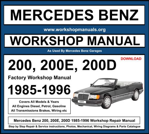 Mercedes 200, 200E, 200D Workshop Repair Manual Download