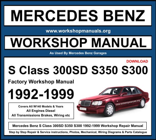 Mercedes S Class 300SD S350 S300 1992-1999 Workshop Repair Manual Download