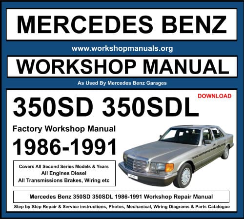 Mercedes 350SD 350SDL Workshop Repair Manual Download