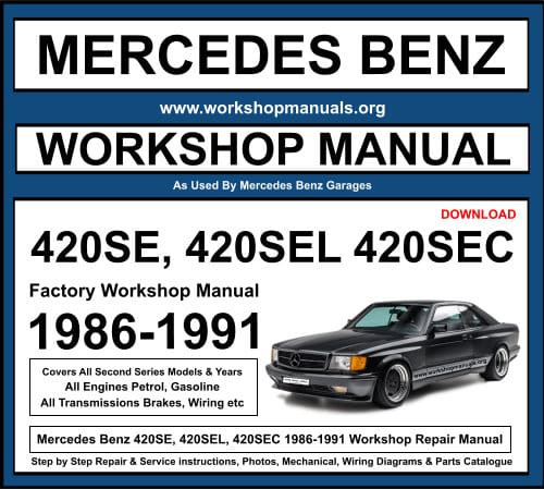 Mercedes 420SE, 420SEL, 420SEC Workshop Repair Manual Download