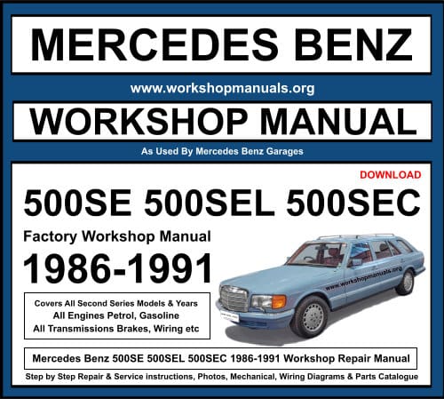 Mercedes 500SE 500SEL 500SEC Workshop Repair Manual Download