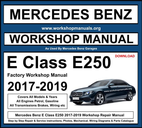 Mercedes E Class E250 2017-2019 Workshop Repair Manual Download