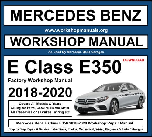 Mercedes E Class E350 2019-2022 Workshop Repair Manual Download