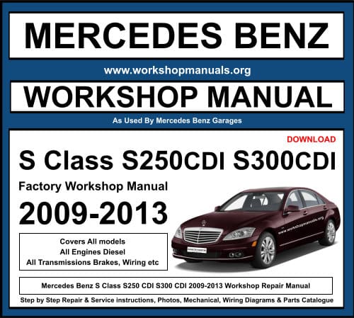 Mercedes S Class S250CDI S300CDI 2009-2013 Workshop Repair Manual Download