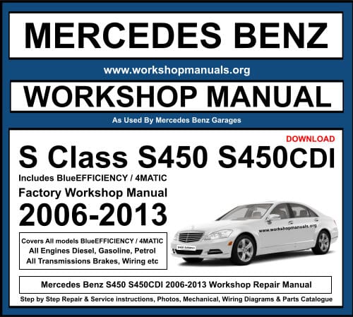 Mercedes S Class S450 S450CDI 2006-2013 Workshop Repair Manual Download