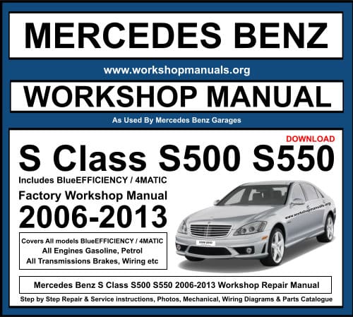 Mercedes S Class S500 S550 2006-2013 Workshop Repair Manual Download
