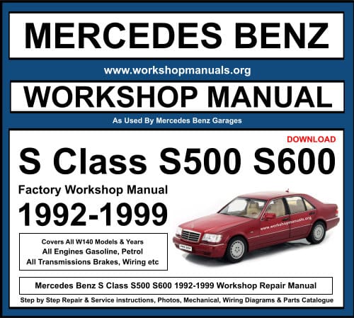 Mercedes S Class S500 S600 1992-1999 Workshop Repair Manual Download