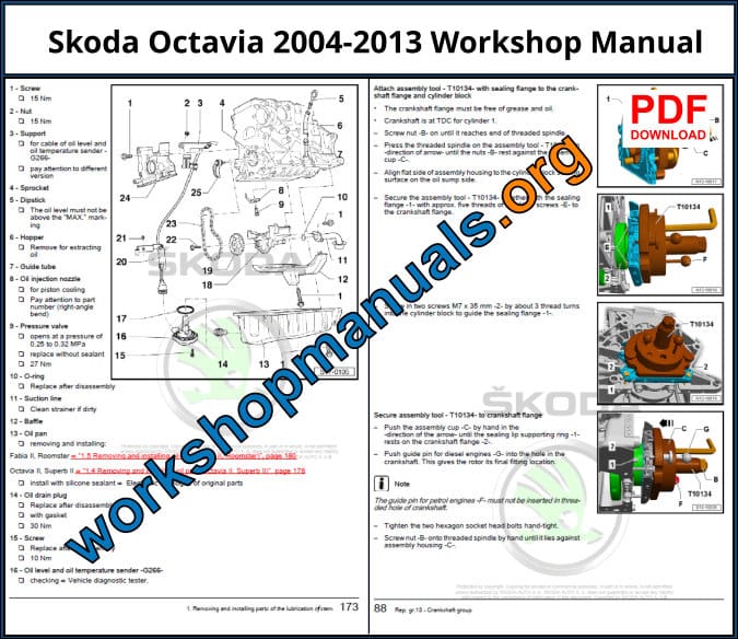 Skoda Octavia 2004-2013 Workshop Repair Manuals Download PDF