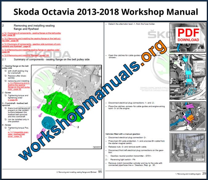 Skoda Octavia 2013-2018 Workshop Repair Manuals Download PDF