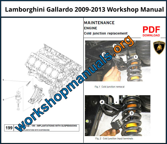 Lamborghini Gallardo 2009-2013 Workshop Manual Download PDF