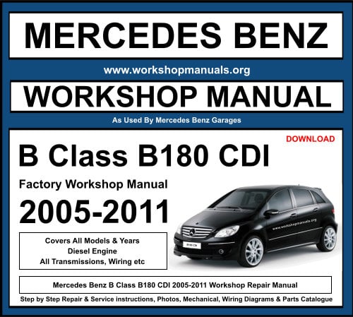 Mercedes B Class B180 CDI 2005-2011 Workshop Repair Manual Download