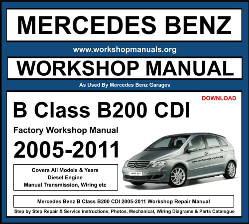 Mercedes B Class B200 CDI 2005-2011 Workshop Repair Manual Download