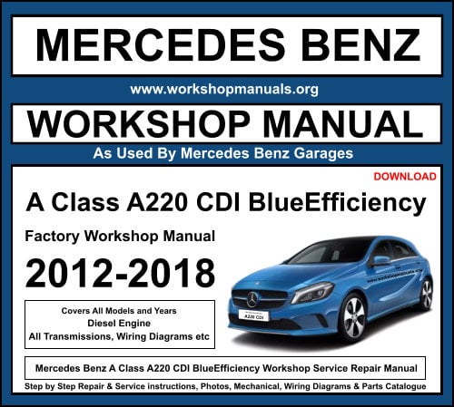 Mercedes Benz A Class A220 CDI 2012-2018 Workshop Service Repair Manual