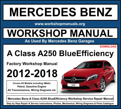 Mercedes Benz A Class A250 Blueefficiency 2012-2018 Workshop Service Repair Manual